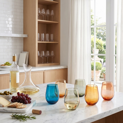 Eze Acrylic Stemless Wine Glassware and Set of 6