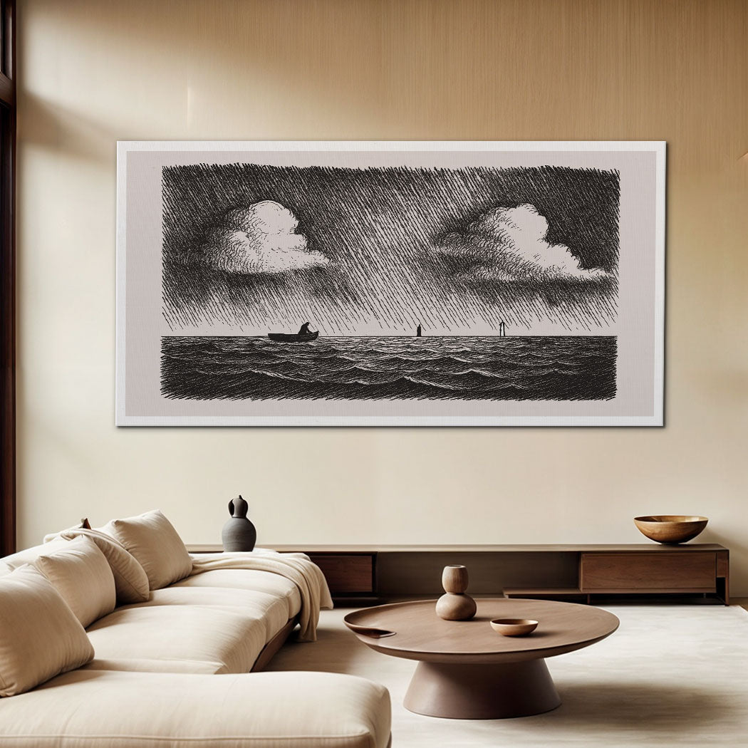 Jesus Walking On Water Faith Wall Art III canvas by Tailored Canvases, monochrome seascape on Tampa Home & Garden Store
