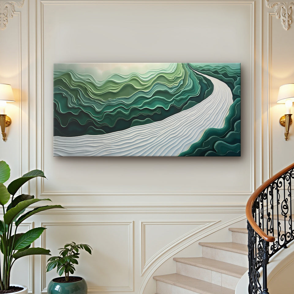 Green Rivers Abstract Wall Art III canvas by Tailored Canvases with layered green tones on Tampa Home & Garden Store