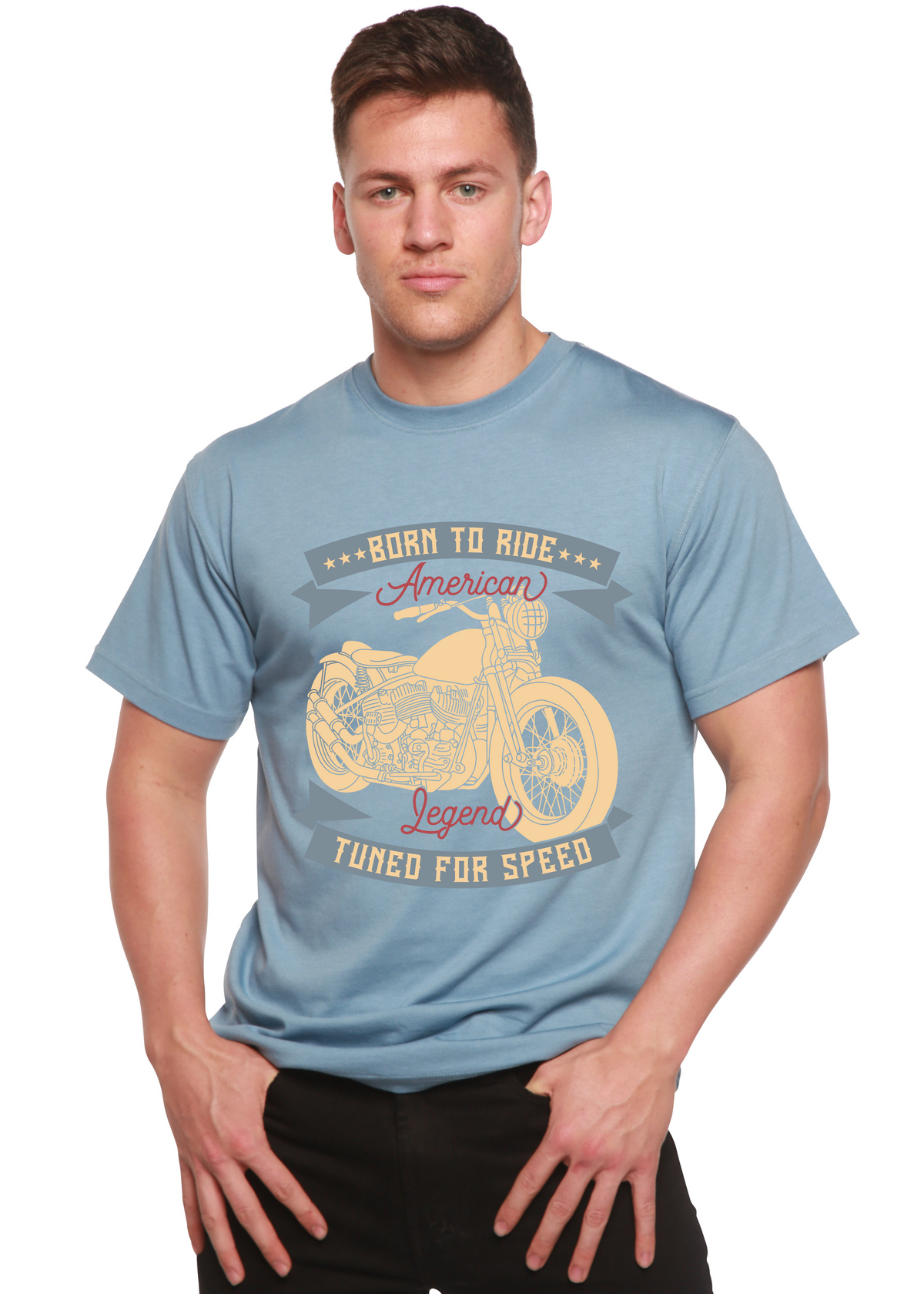 Born To Ride American Legend men's T-shirt in bamboo viscose/organic cotton blend by Spun Bamboo on Tampa Home & Garden Store