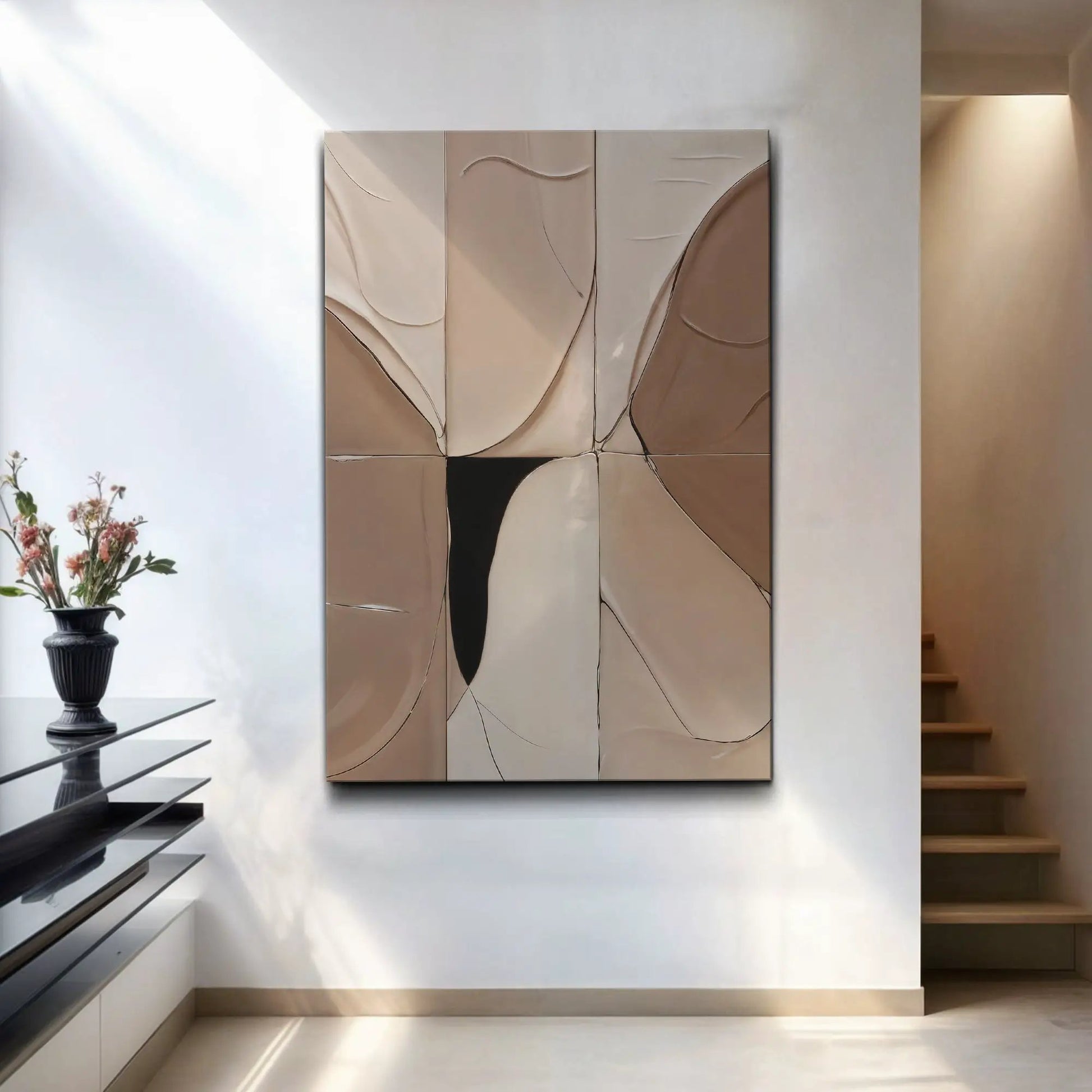Neutral Abstract Boho Wall Art canvas by Tailored Canvases, beige multi-panel crafting canvas on Tampa Home & Garden Store