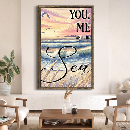 You Me and the Sea coastal sign canvas by Tailored Canvases in a rustic wooden frame on Tampa Home & Garden Store
