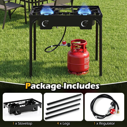 Two Burner Propane Stove With Regulator BTU