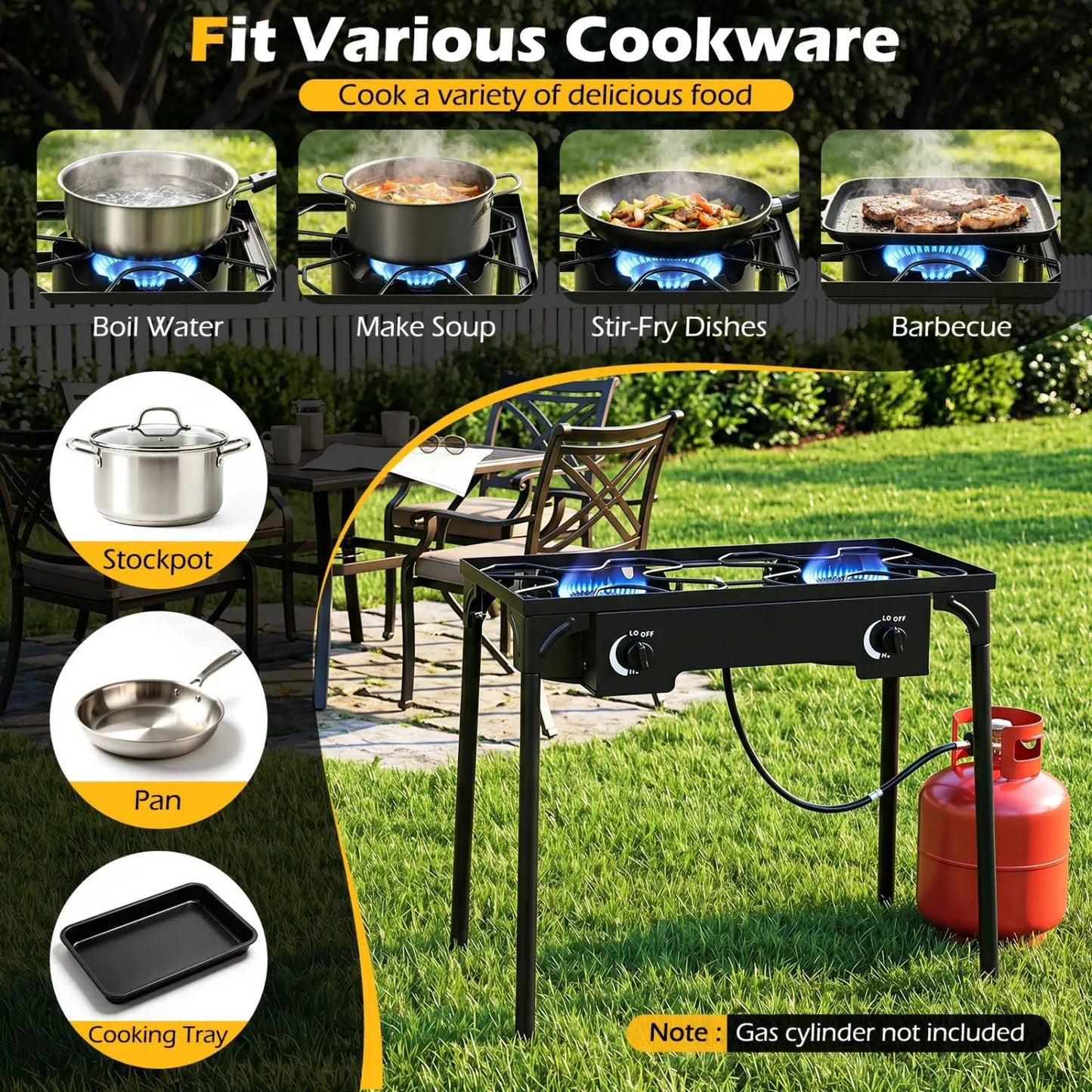 Two Burner Propane Stove With Regulator BTU