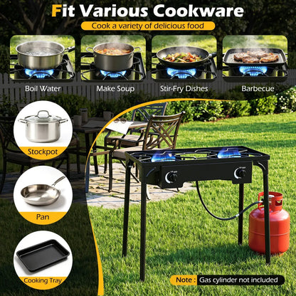 Two Burner Propane Stove With Regulator BTU