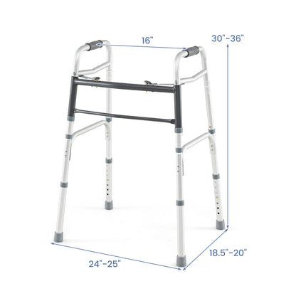 2-Button Folding Walker Lightweight with 7-Level Adjustable Height