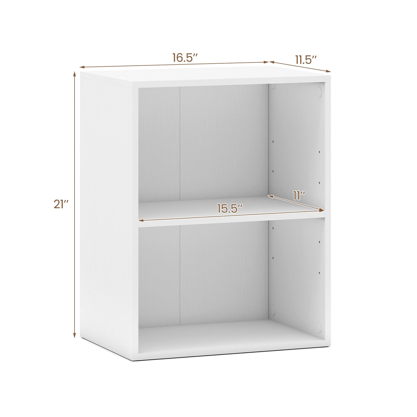2-Cube Bookcase Floor Standing Open Bookshelf with 5-Position Adjustable Shelf