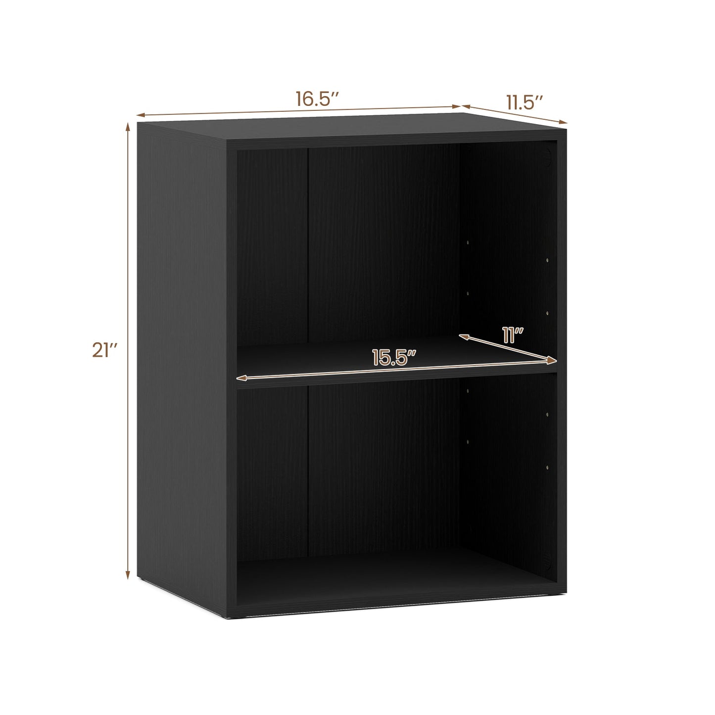 2-Cube Bookcase Floor Standing Open Bookshelf with 5-Position Adjustable Shelf