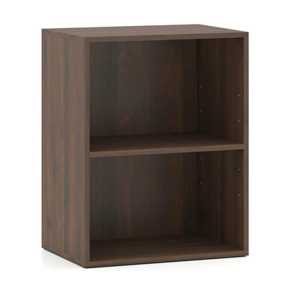 Two Cube Bookshelf Adjustable Shelf Dark Walnut