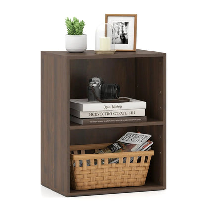 Two Cube Bookshelf Adjustable Shelf Dark Walnut