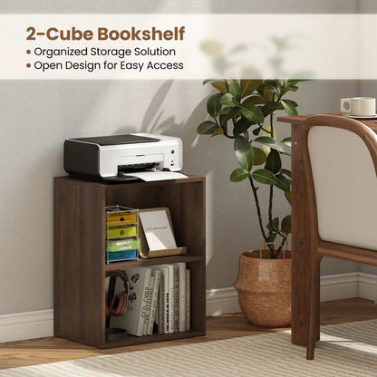 Two Cube Bookshelf Adjustable Shelf Dark Walnut