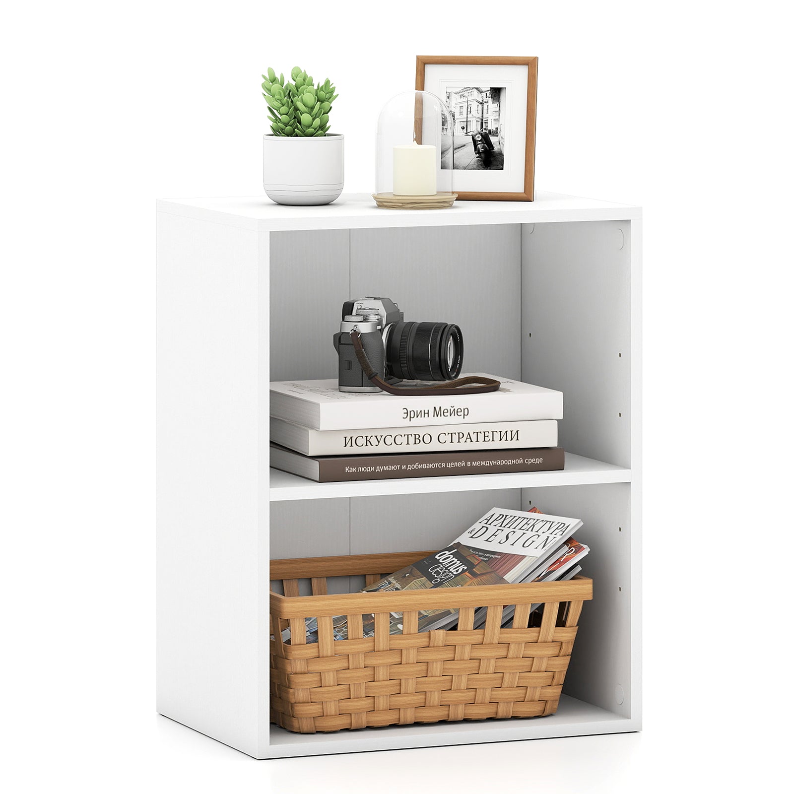 2-Cube Bookcase Set of 2 Floor Standing Open Bookshelf w/ 5-Position Adjustable Shelf - Tampa Home & Garden Store