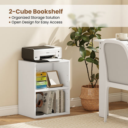 2-Cube Bookcase Set of 2 Floor Standing Open Bookshelf w/ 5-Position Adjustable Shelf - Tampa Home & Garden Store
