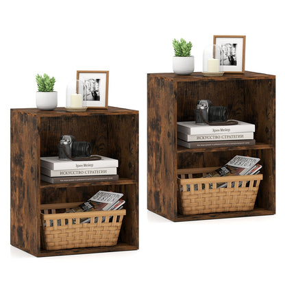 2-Cube Bookcase Set of 2 Floor Standing Open Bookshelf w/ 5-Position Adjustable Shelf - Tampa Home & Garden Store