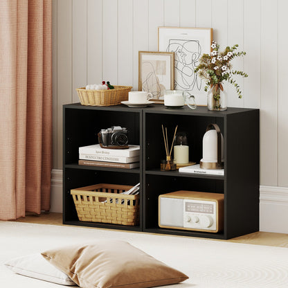 2-Cube Bookcase Set of 2 Floor Standing Open Bookshelf w/ 5-Position Adjustable Shelf - Tampa Home & Garden Store