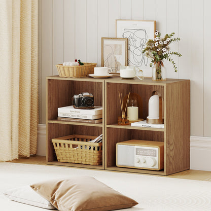 2-Cube Bookcase Set of 2 Floor Standing Open Bookshelf w/ 5-Position Adjustable Shelf - Tampa Home & Garden Store