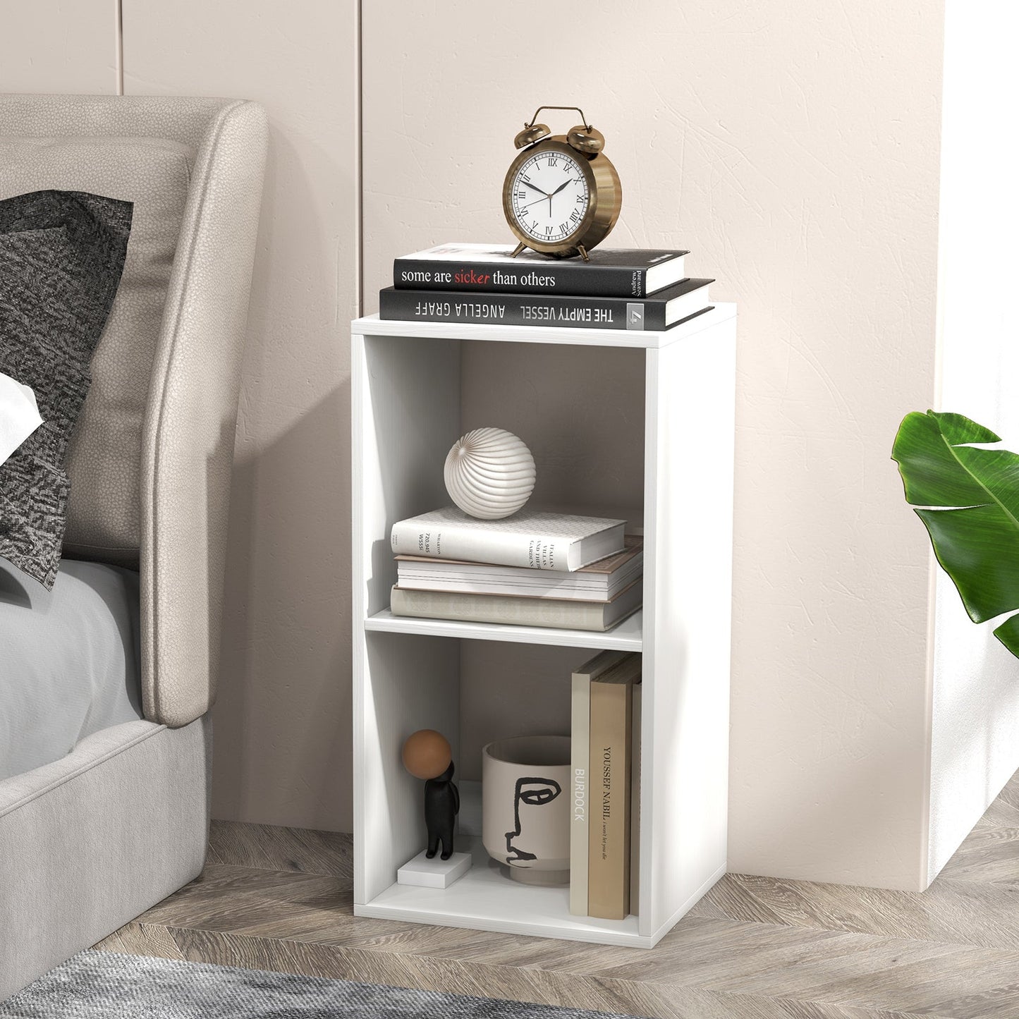 Estantería de 2 cubos con riel trasero para sala de estar dormitorio - Blanco