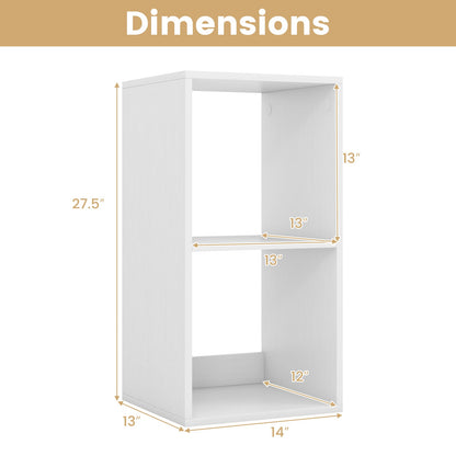 Estantería de 2 cubos con riel trasero para sala de estar dormitorio - Blanco