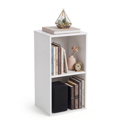 2-Cube Bookshelf white with books and a decorative terrarium on top on Tampa Home & Garden Store