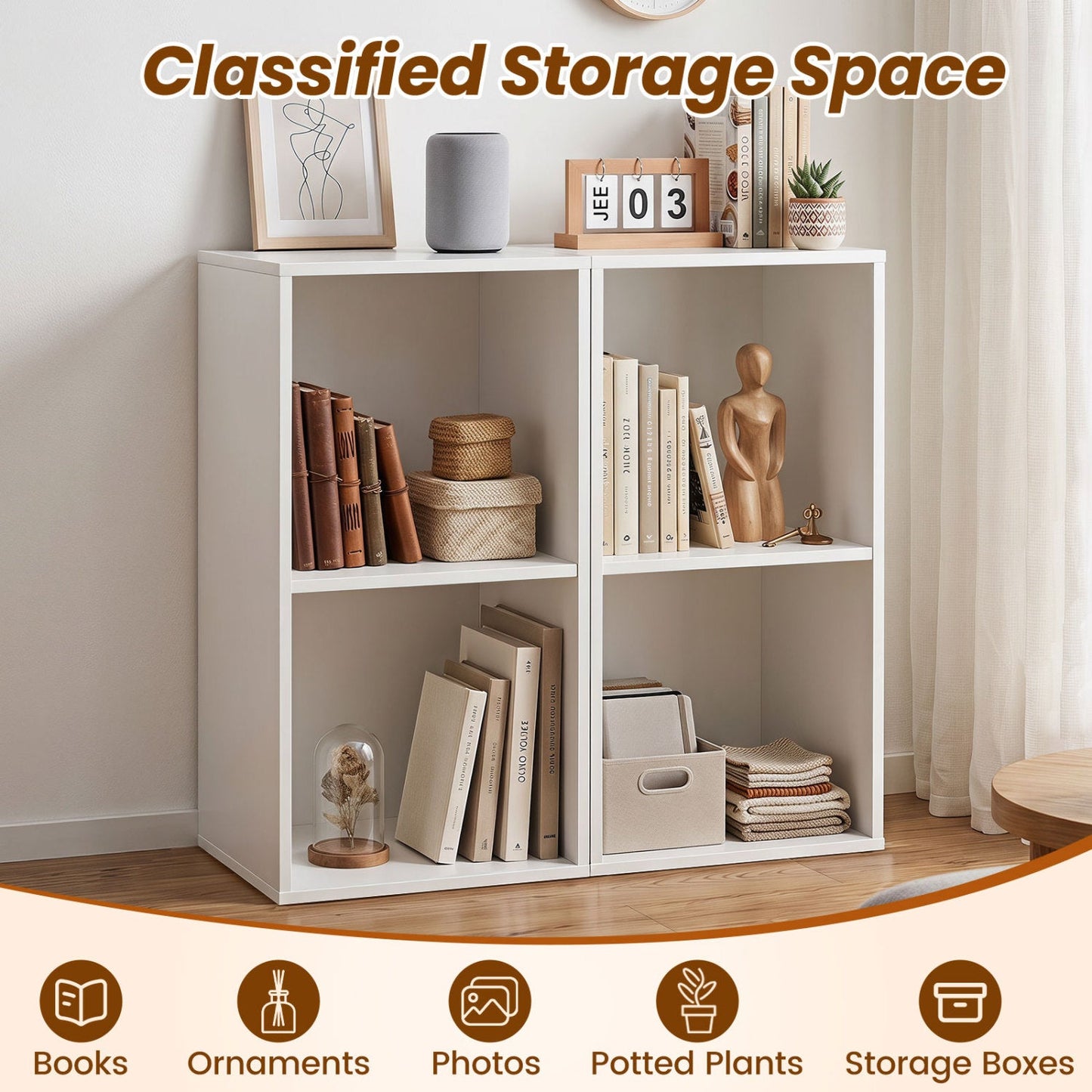 2-Cube Bookshelf with Anti-Tipping Kit - White by DirectDeals, two cubbies for storage on Tampa Home & Garden Store