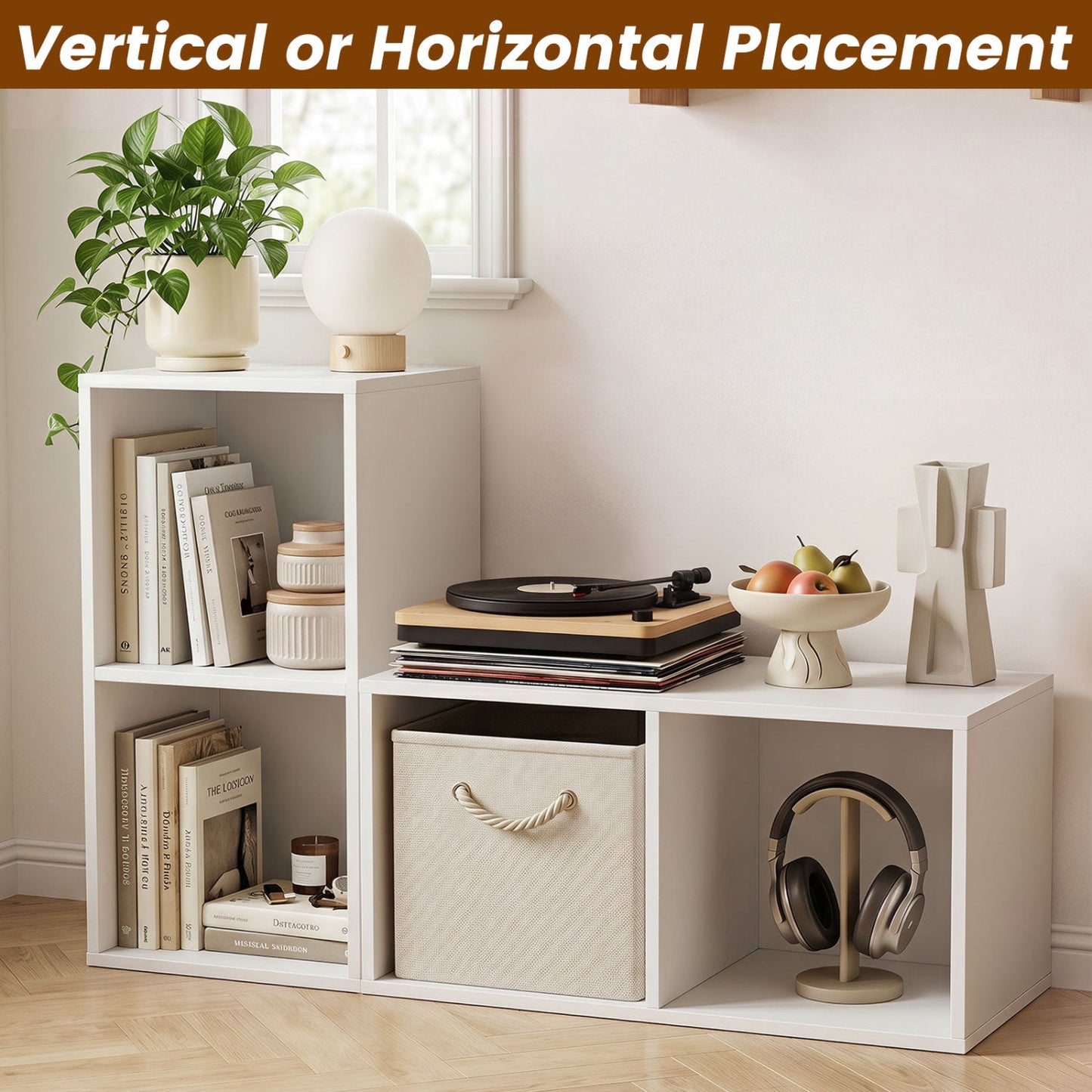 2-Cube Bookshelf with Anti-Tipping Kit in white by DirectDeals, compact modular storage on Tampa Home & Garden Store