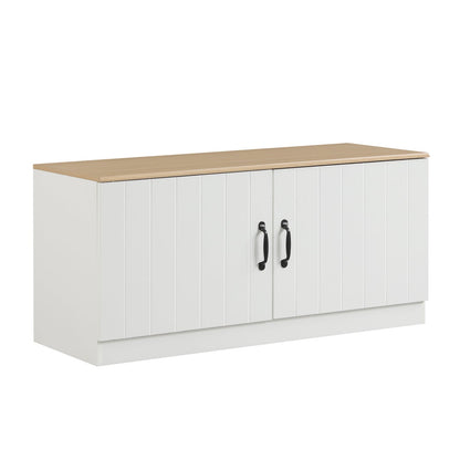 2-Door Shoe Bench Shoe Storage Cabinet with Adjustable Shelves