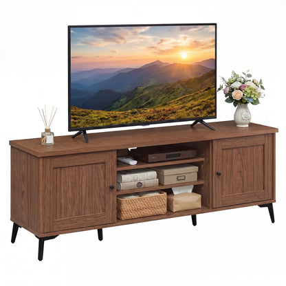 2-Door TV Stand for 65-Inch TVs, Mid Century