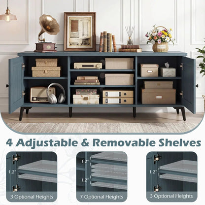 2-Door TV Stand for 65-Inch TVs, Mid Century