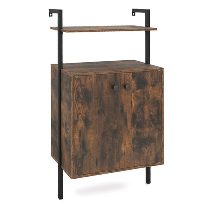2 Door Wall Mount Bookshelf with Storage Cabinet