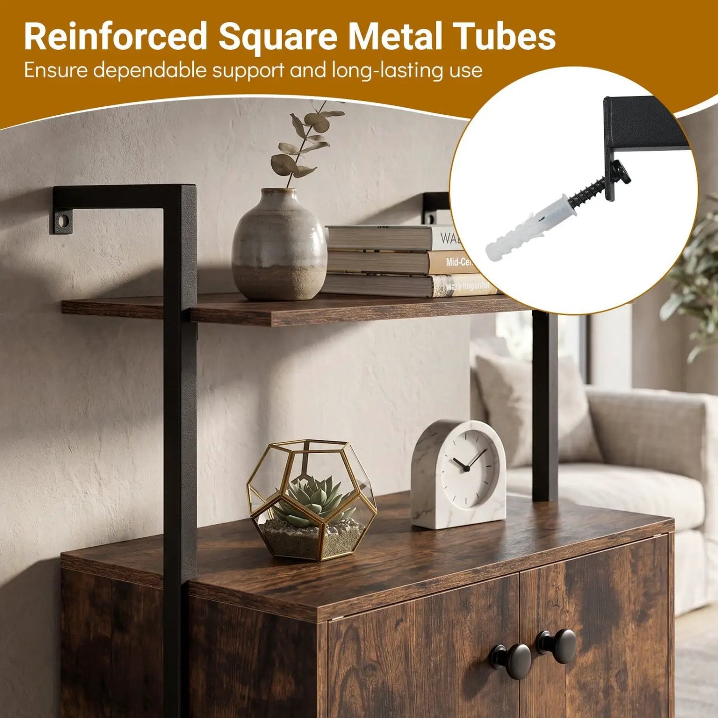 2 Door Wall Mount Bookshelf with Storage Cabinet