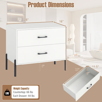 2-Drawer Dresser Modern Wooden Nightstand Set of 2-White - Tampa Home & Garden Store