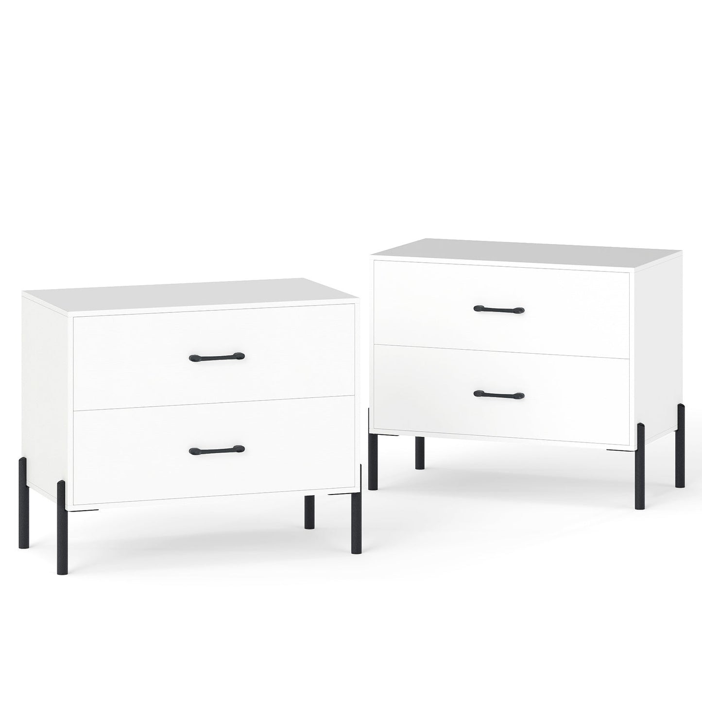 2-Drawer Dresser Modern Wooden Nightstand Set of 2-White - Tampa Home & Garden Store