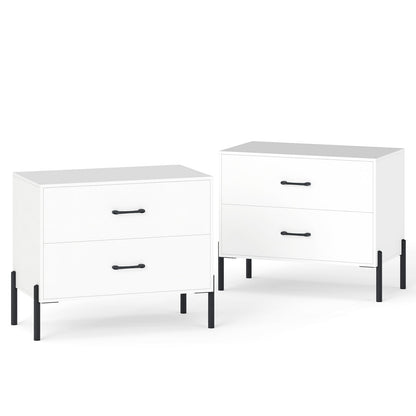 2-Drawer Dresser Modern Wooden Nightstand Set of 2-White - Tampa Home & Garden Store