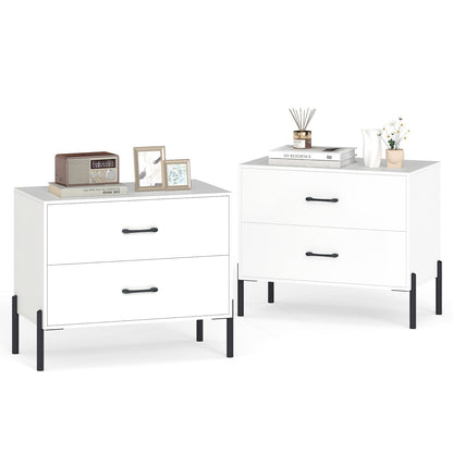 2-Drawer Dresser Modern Wooden Nightstand Set of 2-White - Tampa Home & Garden Store