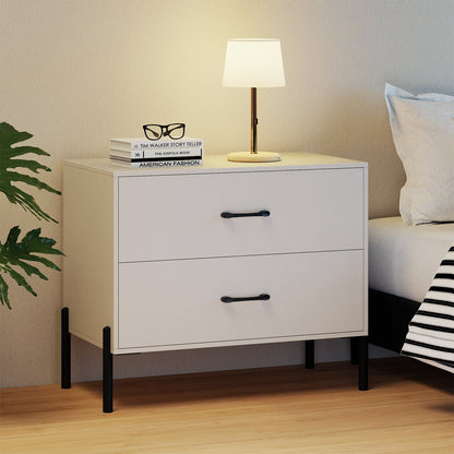 2-Drawer Dresser Modern Wooden Nightstand Set of 2-White - Tampa Home & Garden Store