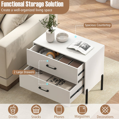 2-Drawer Dresser Modern Wooden Nightstand Set of 2-White - Tampa Home & Garden Store