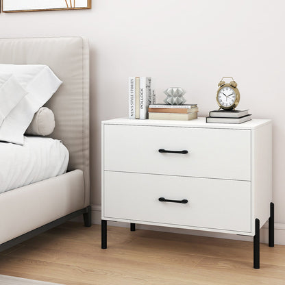 2-Drawer Dresser Modern Wooden Nightstand Set of 2-White - Tampa Home & Garden Store