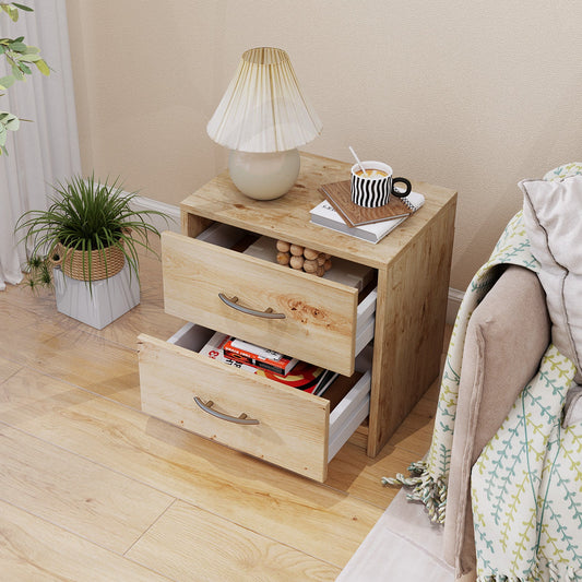 2 Drawer Nightstand with Storage for Living Room-Oak - Tampa Home & Garden Store