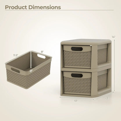 2-Drawer Storage Organizer With Wicker Patterns