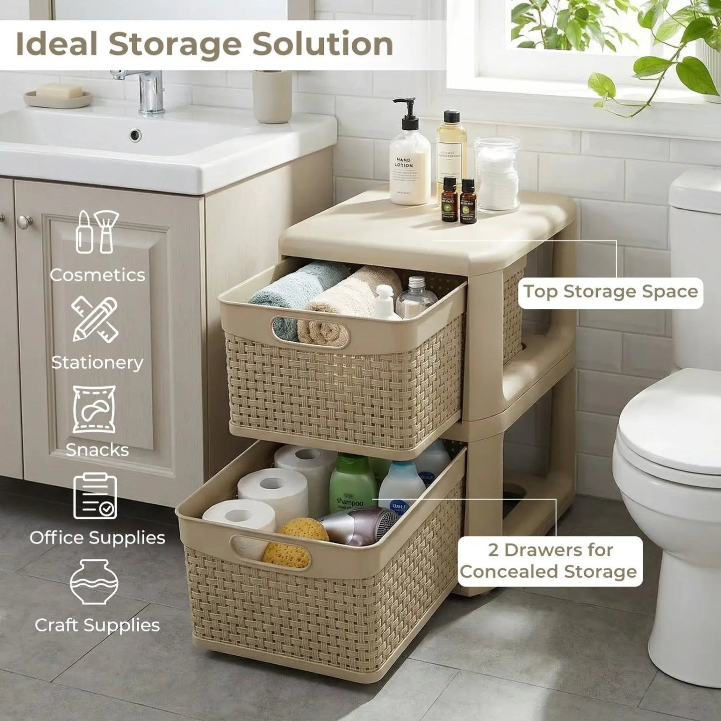 2-Drawer Storage Organizer With Wicker Patterns