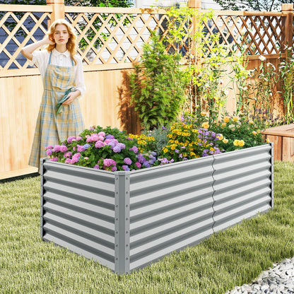 Cama de jardín elevada rectangular de metal de 6 x 3 x 2 pies con diseño de fondo abierto - Gris