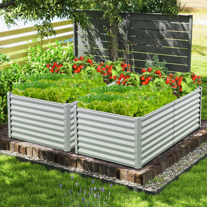 Cama de jardín elevada rectangular de metal de 6 x 3 x 2 pies con diseño de fondo abierto - Gris