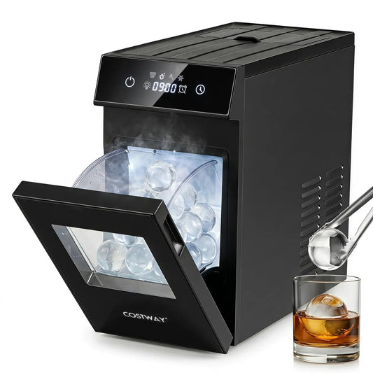 2-Inch Sphere Ice Maker black Costway with self-cleaning and timer on Tampa Home & Garden Store