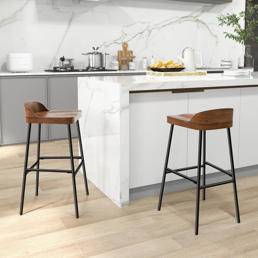 Set of 1/2 29 Inch Industrial Bar Stools with Low Back and Footrests - Tampa Home & Garden Store