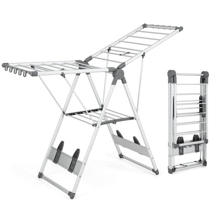 Tendedero Plegable de 2 Niveles con Altura Ajustable en 5 Posiciones