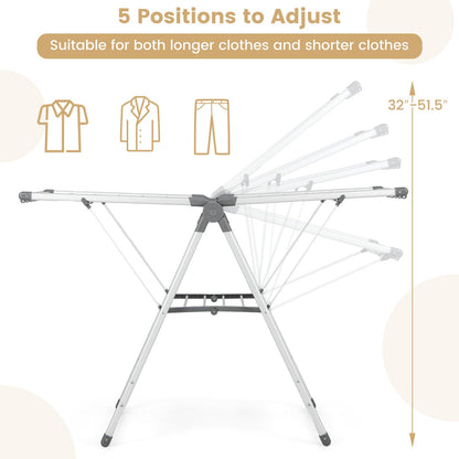 Tendedero Plegable de 2 Niveles con Altura Ajustable en 5 Posiciones