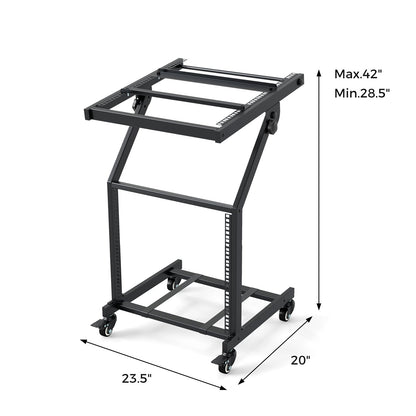 2 Layer Professional Audio Rack Mount with Adjustable Crossbars