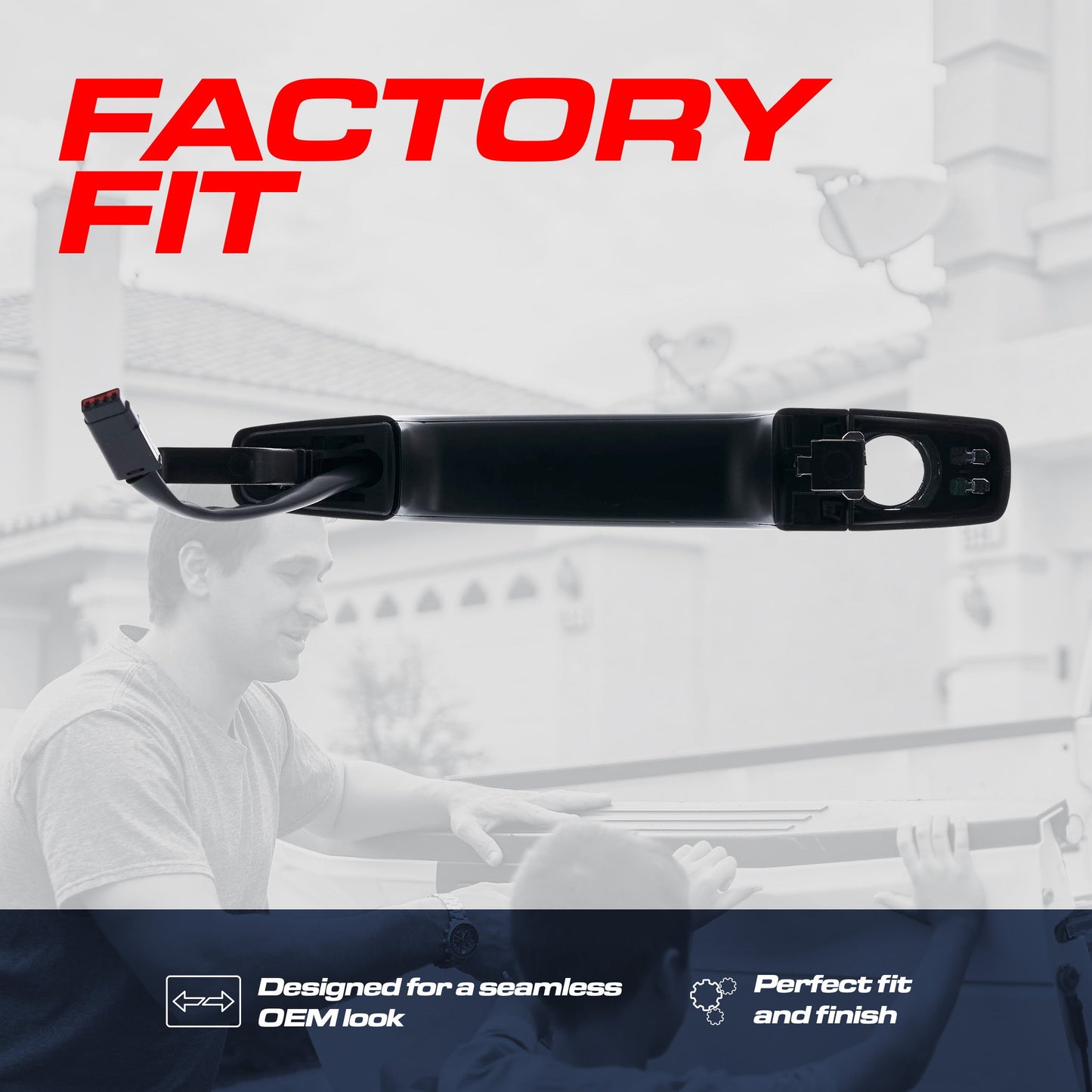 Exterior door handle replacement black/chrome, front left, for Buick Regal/Cruze Factory Fit on Tampa Home & Garden Store