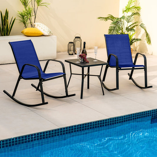 Set of 2 Metal Patio Rocking Chair with Breathable Seat Fabric - Tampa Home & Garden Store