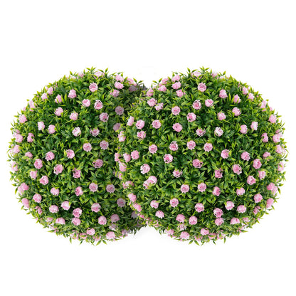 2 bolas de topiario artificiales de 44.5 cm, bolas decorativas de imitación con flores rosas
